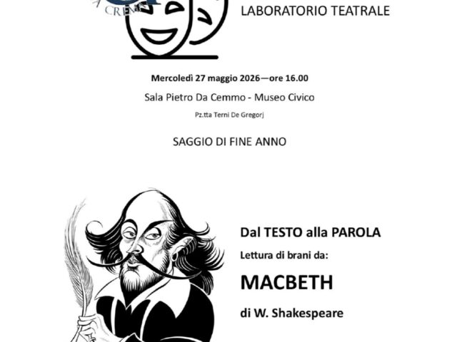 Macbeth, saggio del laboratorio teatrale – mercoledì 27 Maggio